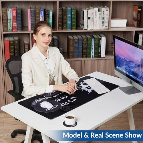 Desk Mat Set Keyboard and Mouse Pad with Wrist Rest Support