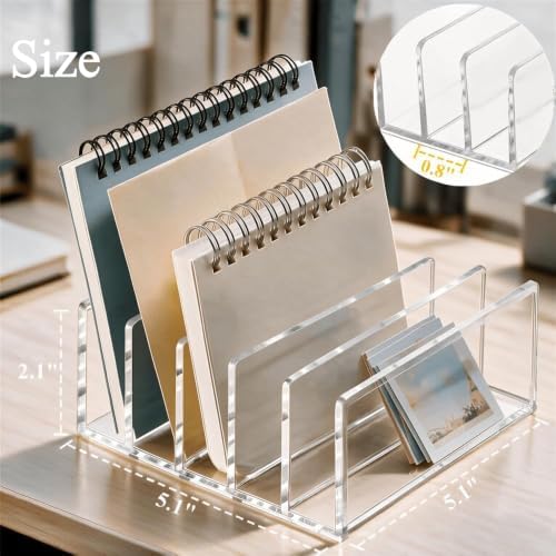 Acrylic Mail Organizer, Mail Holder, 5 Slots Letter Holder, Clear Mail Organizer Countertop, Bill Money Organizer for Business Card, Cash, Envelope, Small File Holders
