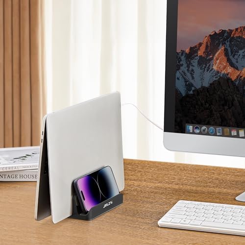 JARLINK 4-in-1 Adjustable Vertical Laptop Stand, Aluminum Holder, Black