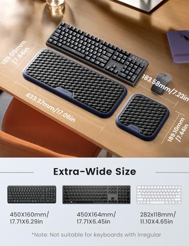 Vaydeer Extra Large Wrist Rest Set for Keyboard and Mouse, Computer Ergonomic Wrist Support, Armrest Elbow Pad Mouse Rest, Typing Pain Relief Soft Memory Foam Desk Cushion for Office Work Gaming