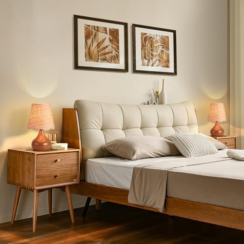 Ziqqeelam Brown Small Bedside Table Lamp for Bedroom, Farmhouse Bedroom Lamps for Nightstand,