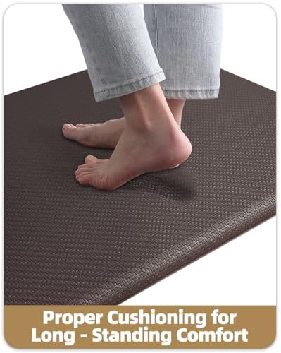 Color&Geometry Antifatigue Kitchen Mat for Floor 20x47-3/4 in Thick, Brown