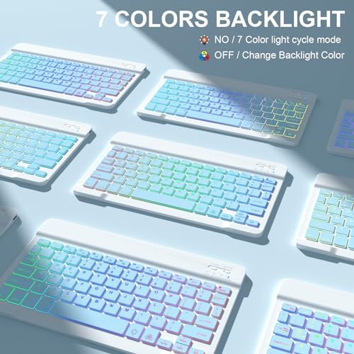for IPad 11th 10th Generation Case with Keyboard 10.9-inch 7-Color Backlit Detachable Wireless BT Keyboard Split Type with Pen Holder Suitable for 10th Generation New iPad in 2022 (Blue)
