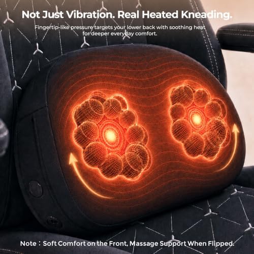 Fabric Gaming Chair with Heated Massage Lumbar Support, Pocket Spring Seat, Reclining Computer Chair with Footrest, Breathable High Back Gamer Chair, 350 lbs