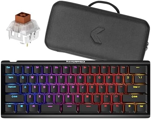 KINESIS Gaming TKO Mechanical Keyboard | Tactile Brown Switches | 60% Layout | Split Spacebar | Hotswap | PBT Keycaps | Aluminum Body | SF Shock Limited Edition Travel Case