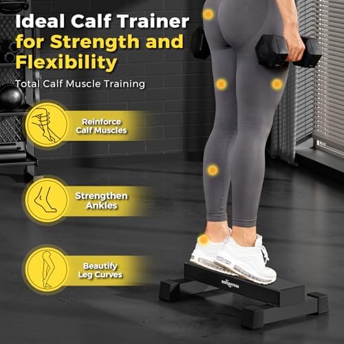 Upgraded Calf Raise Bar for Home Gym Workouts, Standing Calf Raise Machine for Calf Stretching, Squating, Foot Stretching, Anti-Slip Solid Calf Block, Ankle Calf Stretcher.