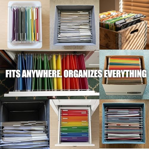 Officemate Hanging File Frame, Letter Size (Fits 24″–27″), Adjustable Heavy-Duty Steel File Drawer Organizer for Desks, Cabinets & Shelves (91964)