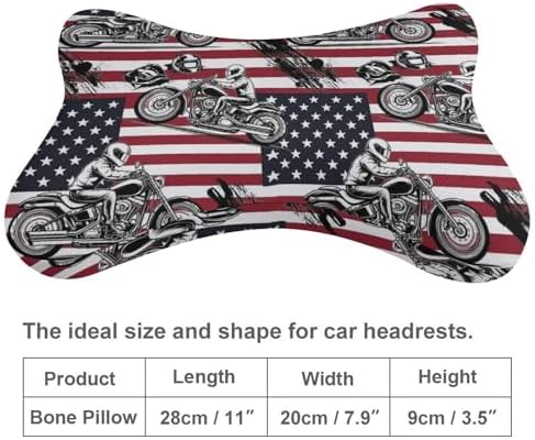 2 Pcs Comfortable Car Neck Pillow Dirt Bike Motocross American Flag Memory Foam Headrest Cushion for Car Airplane Office Sleeping