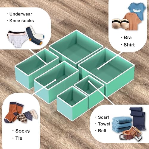 Simple Houseware Underwear Drawer Organizer, Set of 6, Turquoise
