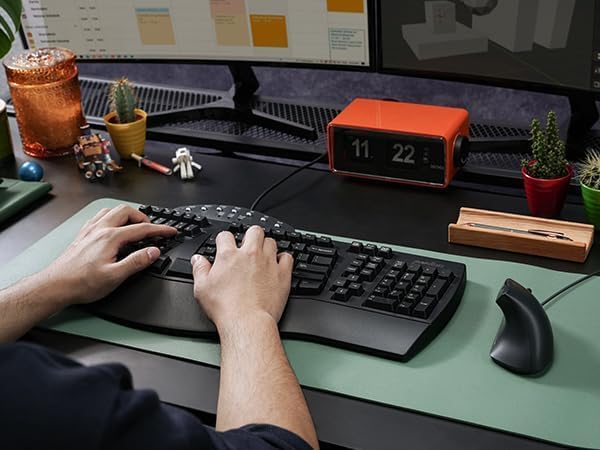 Perixx PERIDUO-512B US, Wired Ergonomic Keyboard and Vertical Mouse Combo - USB - Black - US English