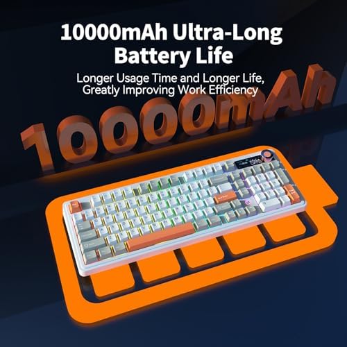 AJAZZ AK980 V2 Tri-Mode Wireless Creamy Mechanical Gaming Keyboard with TFT Smart Display Screen & Knob, 10,000mAh Battery, 98-Key Layout, Hot-Swappable, Gasket-Mounted, Quiet Computer Keyboard