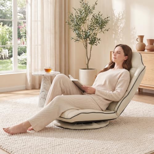 KOMFOTT 360° Swivel Floor Gaming Chair with Adjustable Backrest (Beige)
