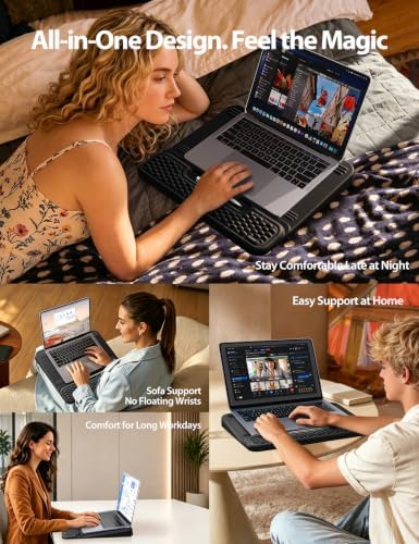 Vaydeer Laptop Stand with Wrist Support and Storage, Memory Foam Wrist Rest
