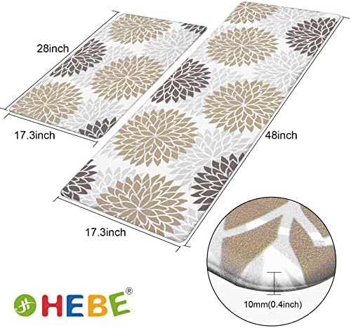 HEBE Anti Fatigue Kitchen Rugs Set of 2, Cushioned Kitchen Mats for Floor