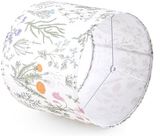GO&SO Lamp Shades Set of 2,13" D x 10" H,Drum Shade,Multicolored Floral