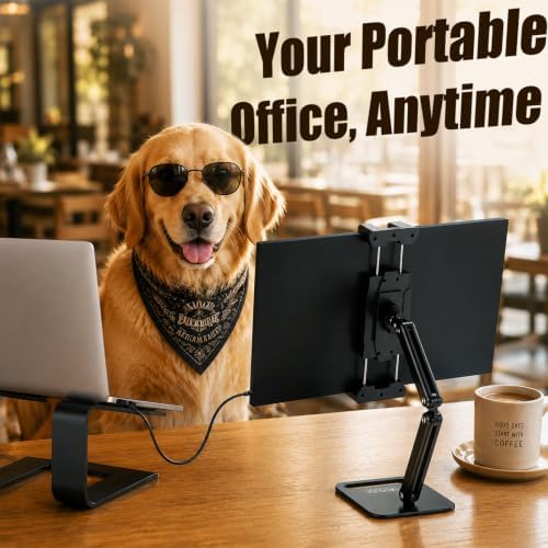 Urmust Dual Arm 15.6" Portable Monitor Stand with 360° Rotating Base B-M