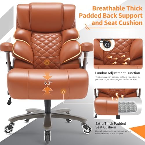 VUZI 700lbs Big and Tall Office Chair, Large Executive Leather Desk Chair