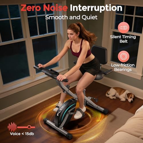 PLENY Folding Exercise Bike, 5 IN 1 Indoor Stationary Bikes for Home
