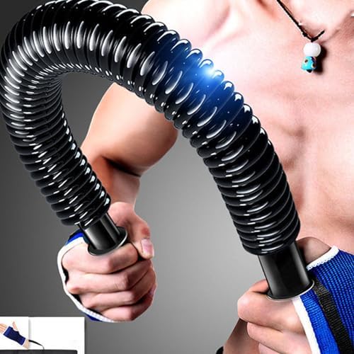 Power Bar, Upper Body Strength Training Equipment for Arm Chest Shoulder Workout with Premium Carbon Steel Spring, 30kg/66lb Resistance for Home Office Gym