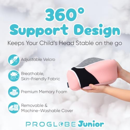Proglobe Junior Kids Travel Neck Pillow, Ages 4-12, Airplane Car Seat