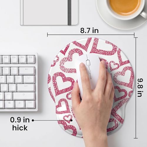 Mouse pad with Wrist Rest,Relieving Pain Memory Foam Computer pad, Ergonomic Desktop Mouse, Silicone Material Mouse pad, with Non-Slip PU Base (Love)