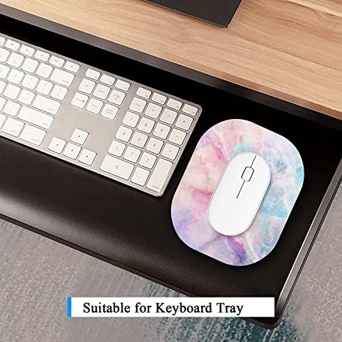 Small Mouse Pad 6 x 7 Inch, Oval Mini Mouse Pad with Non-Slip Rubber Base, Waterproof Compact Mouse Mat for Laptop Computer Wireless Mouse Keyboard Tray Home Office Travel, Purple Marble