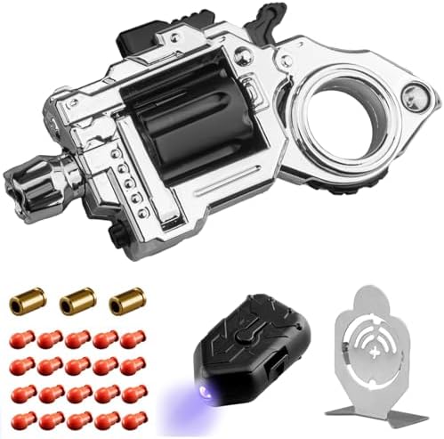 Metal Fidget Toys Adults Gun: Fidget Ring Cool Fidget Toy for Men Stress Relief Sensory Soother for Finger Concentration Office Study Travel (Bright Silver)
