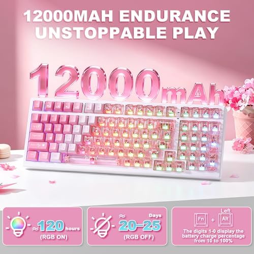 X98 Ultra Wireless Mechanical Creamy Keyboard with Number Pad, Pink