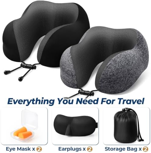ExploreBliss Travel Pillow, Neck Pillow Airplane, Grey & Black