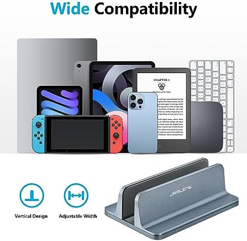JARLINK Vertical Laptop Stand, Adjustable Aluminum Desktop Holder, Gray
