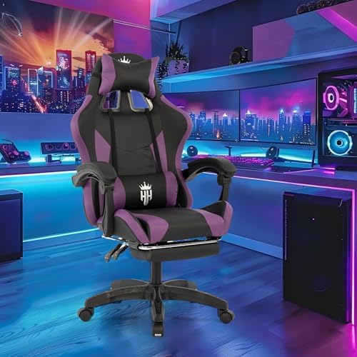 Gaming Chair with Footrest, Computer Chair with Adjustable Headrest
