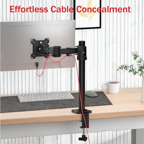THEARK Single Monitor Arm Desk Mount - Adjustable VESA Desk Arm Mount for 17-32 Inch Screens,Holds up to 19.8 lbs,Single Monitor Stand for Desk with C-Clamp and Grommet Base,VESA 75x75/100x100mm