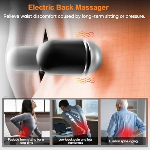 3 in 1 Back Massager, Electric Lumbar Support Pillow Heat Vibration Massage Lower Back Spine Decompression Device, Dark Gray