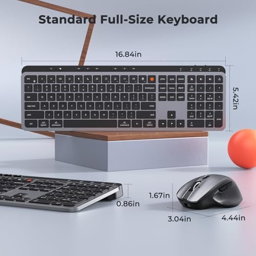 MEETION Wireless Ergonomic Keyboard and Mouse, Split Curved Bluetooth & 2.4G Keyboard Mouse Set, Cushioned Palm Rest, Full-Size, 4-Level DPI Adjustable Mouse
