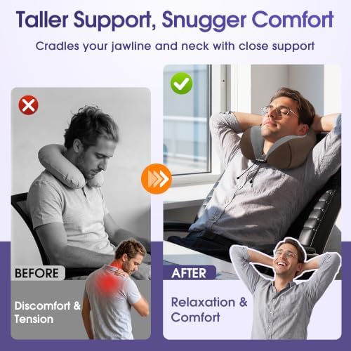 CloudBliss Memory Foam Travel Neck Pillow Airplane, 2 Pack, Black & Brown