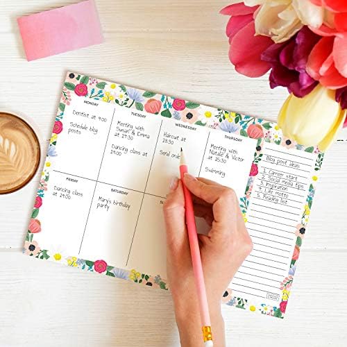 Sweetzer & Orange Floral Weekly Planner 2026, Undated Sheets To Do List Notepad, 7x10” Day Desk Note Pad Easy to Tear, School and Home Checklist Productivity Organizer, Work and Daily Planner