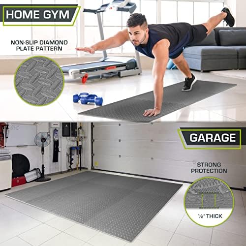 ProsourceFit Exercise Puzzle Mat ½-inch, EVA Interlocking Foam Floor Tiles for Home Gym, Workout Equipment, Kids Play Areas, Grey, 48 SQ FT - 12 Tiles