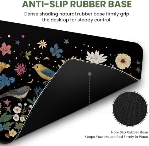 Aesthetic Desk Mat, Cute Enchanted Garden Desk Pad Protector for Work & Decor, 31.5" x 11.8", Pretty Non-Slip Extended Mouse Pad for Office or Home