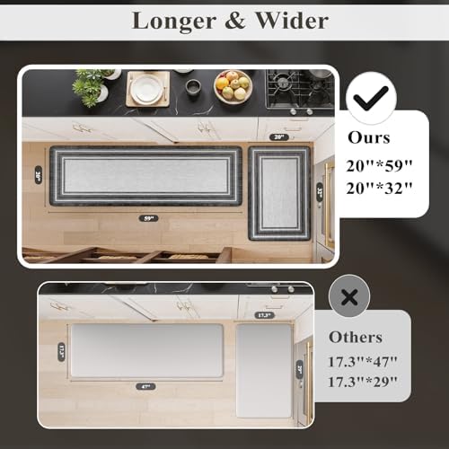 KIMODE Anti Fatigue Kitchen Mats for Floor Farmhouse Kitchen Rugs Sets of 2