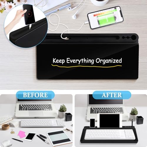 DOLLAR BOSS Glass Desk Whiteboard Small Dry Erase Board, All Black