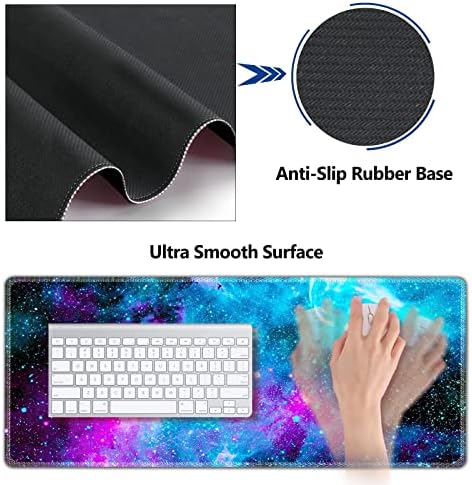 AIMSA Large Gaming Mouse Pad Set, Keyboard Wrist Rest Support Mouse Pad, Ergonomic Memory Foam Multifunctional Extended Desk Mat 35x15.7in Anti-Slip Rubber Base, Galaxy Nebula Universe