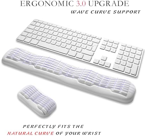 UnivoColors Full-Sized Keyboard & Mouse Wrist Rest Set-Ergonomic 3.0 Upgrade,Wave Curve Support,Comfortable Support & Fatigue Relief,Non-Slip Base,Perfect for Work & Gaming(Ivory)