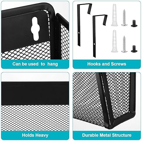 Tenceur 3 Pcs Wall File Holder Hanging, 13.19 x 12.2 x 3.07 Inch, Black