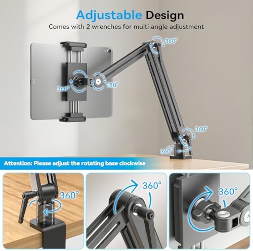 Portable Monitor Arm Mount Holder Screen Stand 18.5" 360° Rotating Base
