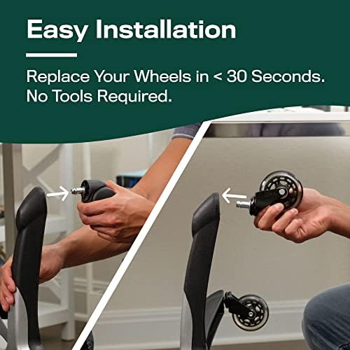 The Office Oasis Original Office Chair Wheels (As Seen On PBS), Black