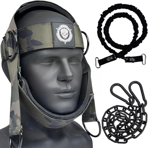 Neck Harness for Increases Neck Core Strength - Neck Exerciser with 30" Heavy Duty Steel Chain for Safely Lifting Weights Up to 280 lbs