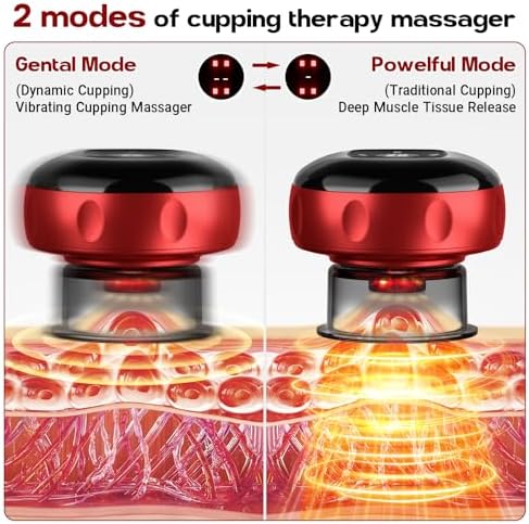 1 Pack Cupping Set, 7-in-1 Smart Cupping Therapy Massager. Red Light Cupping Therapy Set with 2 Modes for Targeted Muscle Soreness,Tighter Skin,Cupping Kit with 12 Levels Suction and Heat and Gua Sha