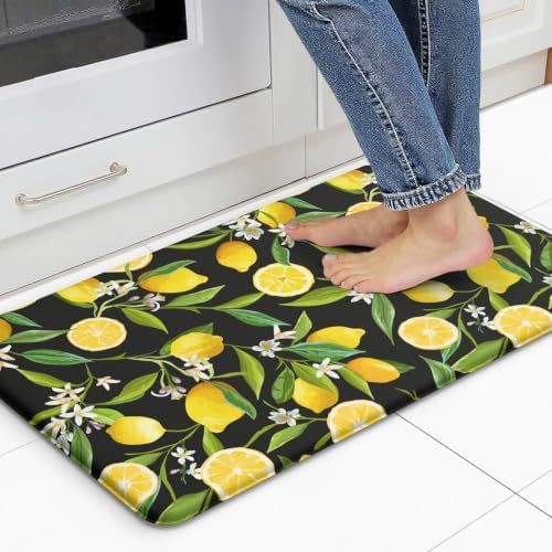 Lemon Kitchen Decor Kitchen Mat, Cushioned Anti Fatigue, Non-Slip