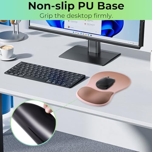 Gel Wrist Rest Mouse Pad, Ergonomic Mousepad with Wrist Support, Relieve Wrist Pain, Gaming Mousepad with Concave Design Cushion & Non-Slip PU Base, for Home Office Laptop Computer, Brown Gradient