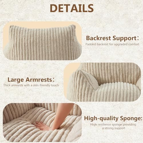 Achicsofar Bean Bag Chair for Adults Teens, Giant Faux Fur Beanbag Armchair